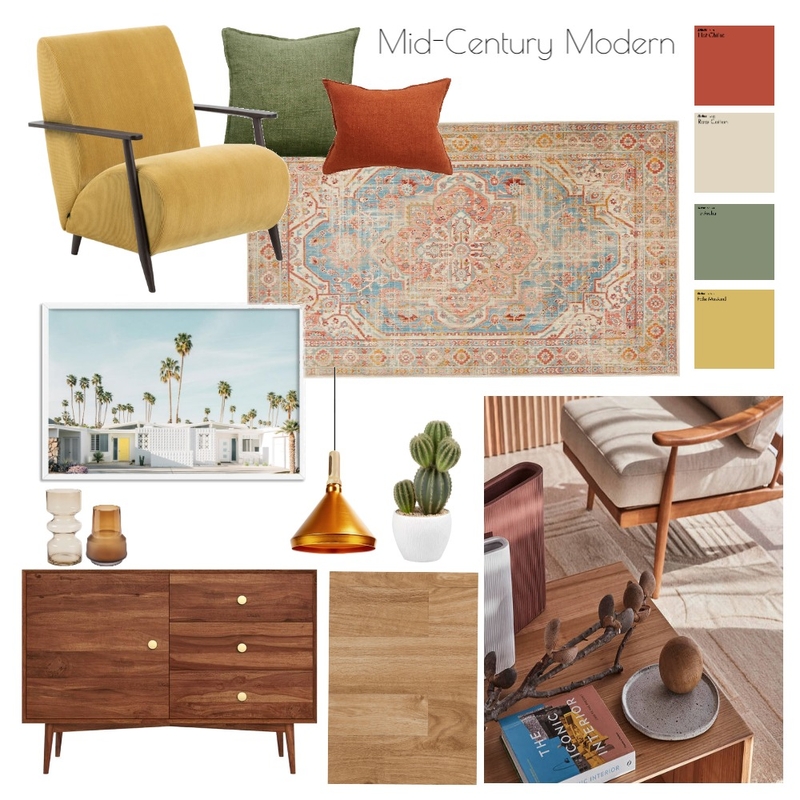 Mid-Century Modern Mood Board by Megan Woodgate Interiors on Style Sourcebook