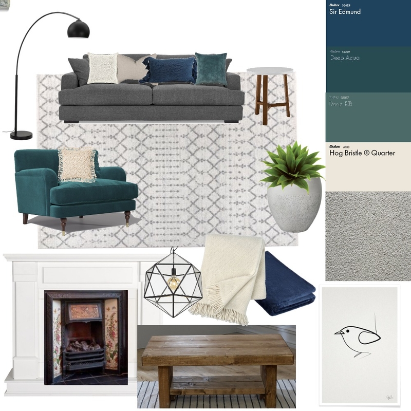 Living Room Kingfisher Mood Board by emma_kate on Style Sourcebook