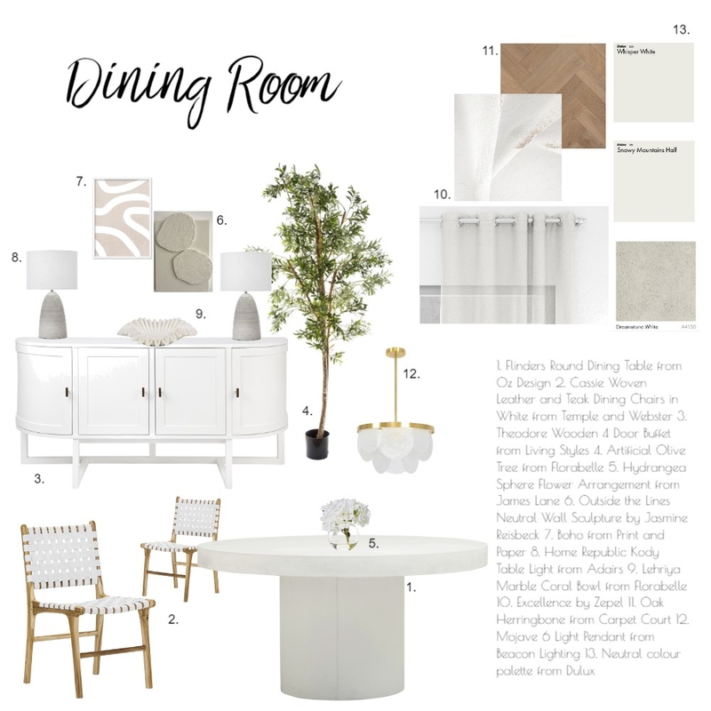 Dining Room Moodboard Mood Board by tiaronson on Style Sourcebook