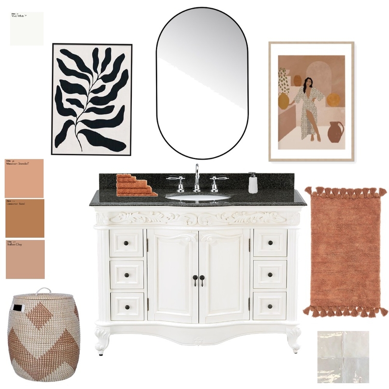 Monochromatic Peach Bathroom Mood Board by Decorous Design on Style Sourcebook