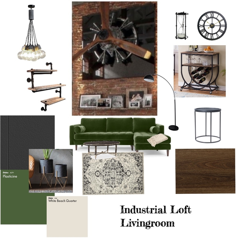 Industrial Loft Livingroom Mood Board by cella on Style Sourcebook