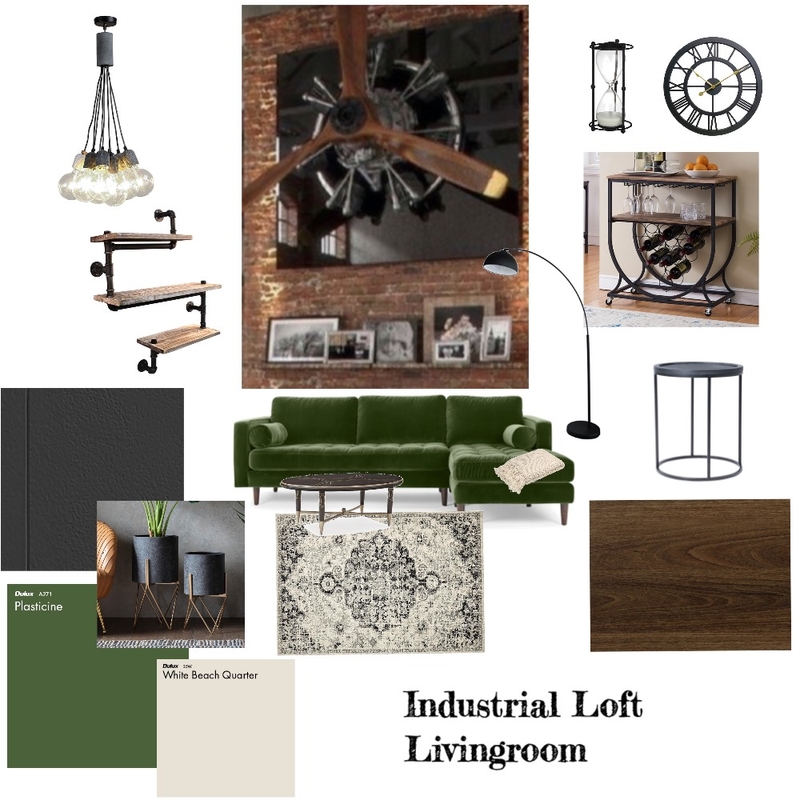 Industrial Loft Livingroom Mood Board by cella on Style Sourcebook