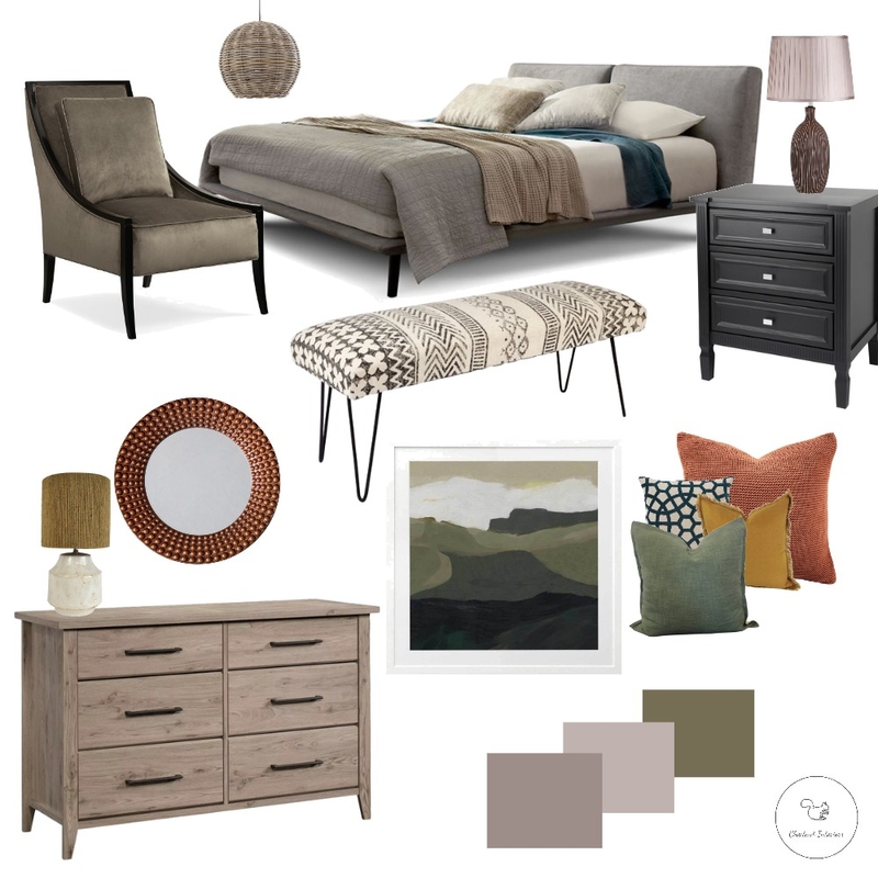 Rust and Green Bedroom V2 Mood Board by Chestnut Interior Design on Style Sourcebook