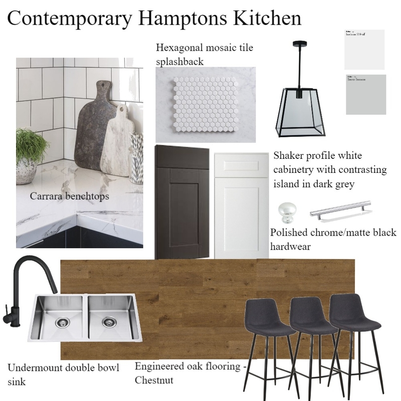 Contemporary Hamptons Kitchen Finishes Board Mood Board by christina_helene designs on Style Sourcebook