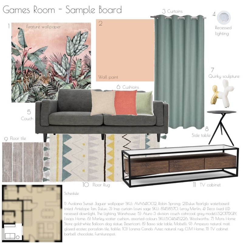 Games Room Sample Board Mood Board by Poragirl on Style Sourcebook