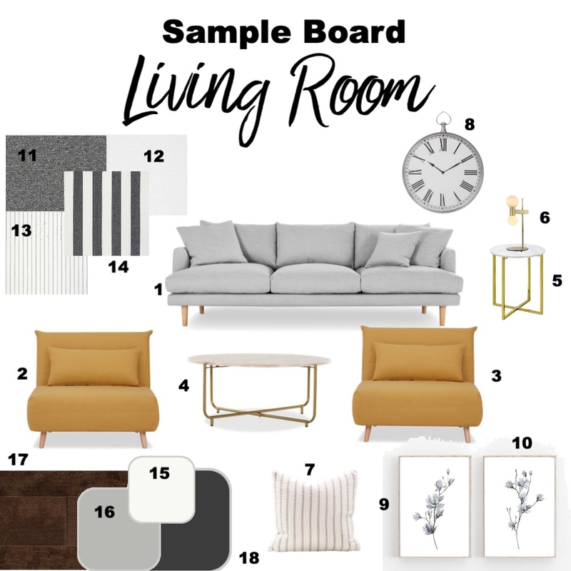 Sample Board- Living Room Mood Board by evaughan on Style Sourcebook