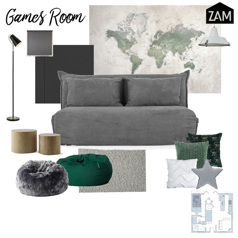 Module 9 games room Mood Board by ZAMinteriors on Style Sourcebook