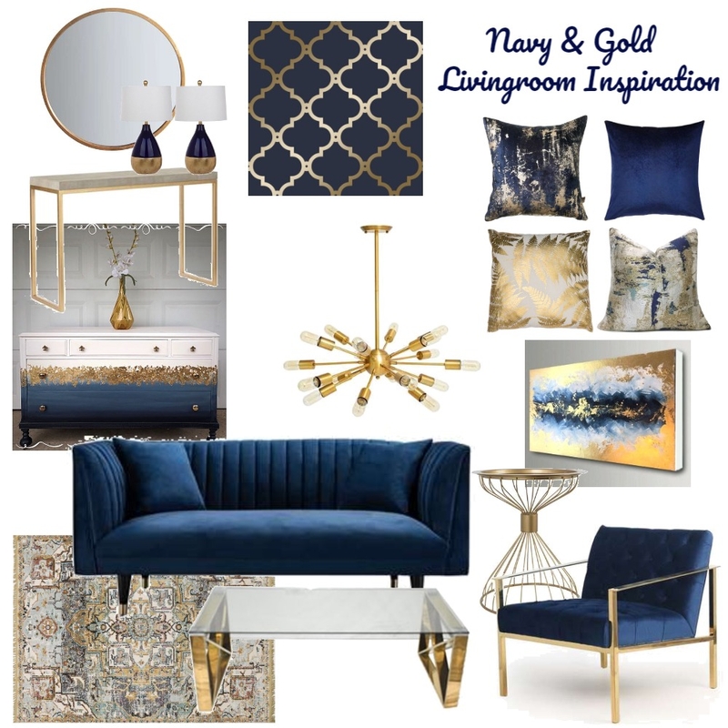 Navy & Gold Livingroom Mood Board by Andonia Interior Design on Style Sourcebook