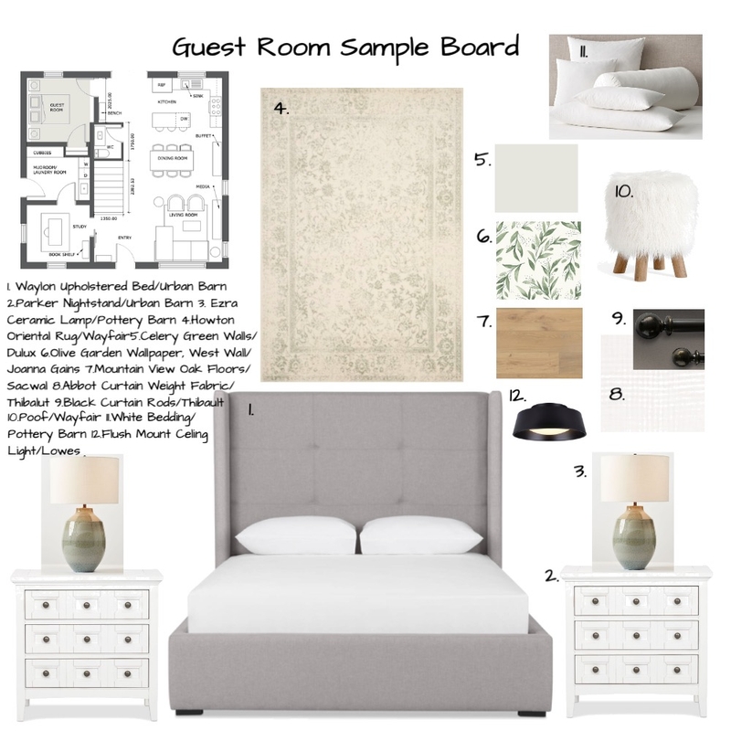 Guest Room Sample Board Mood Board by jenleclair on Style Sourcebook