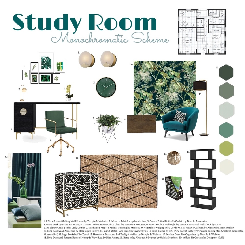 Monochromatic Study Room Mood Board by Lanaishar on Style Sourcebook