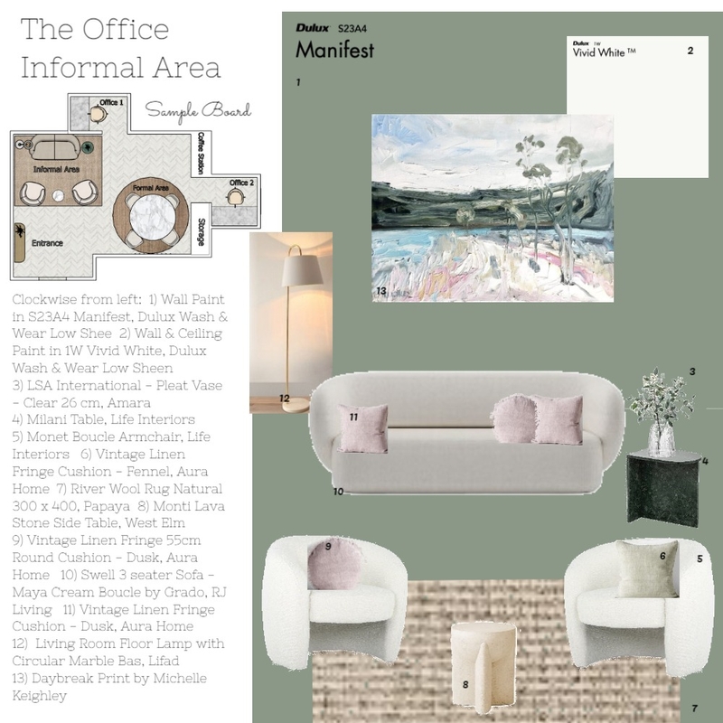 Module 12 - The Office Informal Area Mood Board by Life from Stone on Style Sourcebook