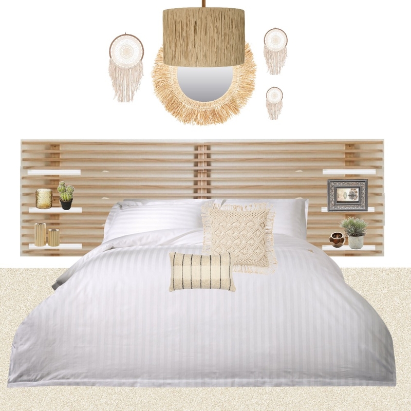 Julie Herbain bed 2 plain wall dream catchers + mirror, no lamps and pendant Mood Board by Laurenboyes on Style Sourcebook