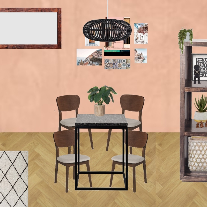 Julie Herbain dining room with climbing rose and posters and black pendant Mood Board by Laurenboyes on Style Sourcebook