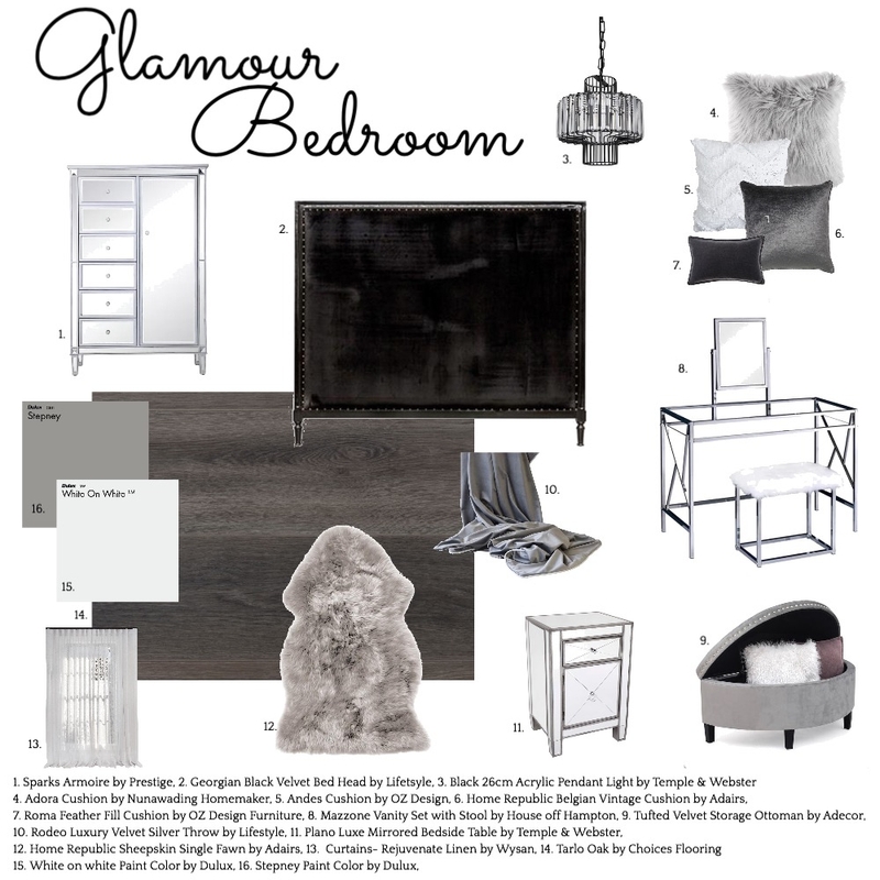 Glamour Bedroom Mood Board by Lanaishar on Style Sourcebook