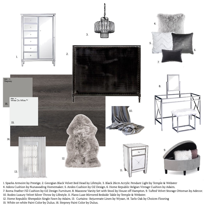 Glamour Bedroom Mood Board by Lanaishar on Style Sourcebook