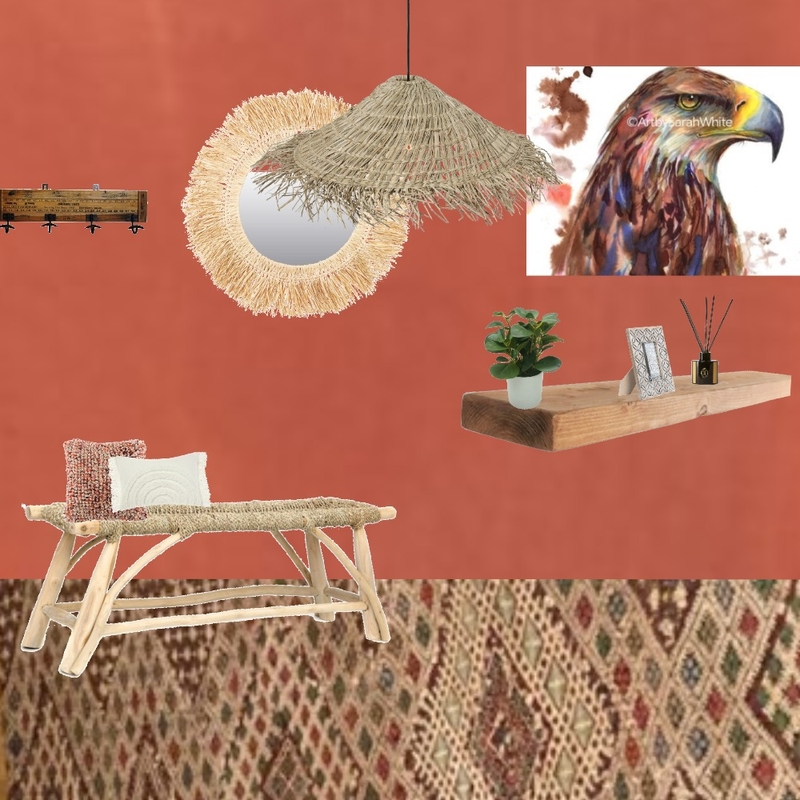 Julie Herbain Hallway Grevillea wall with eagle picture and hat light Mood Board by Laurenboyes on Style Sourcebook