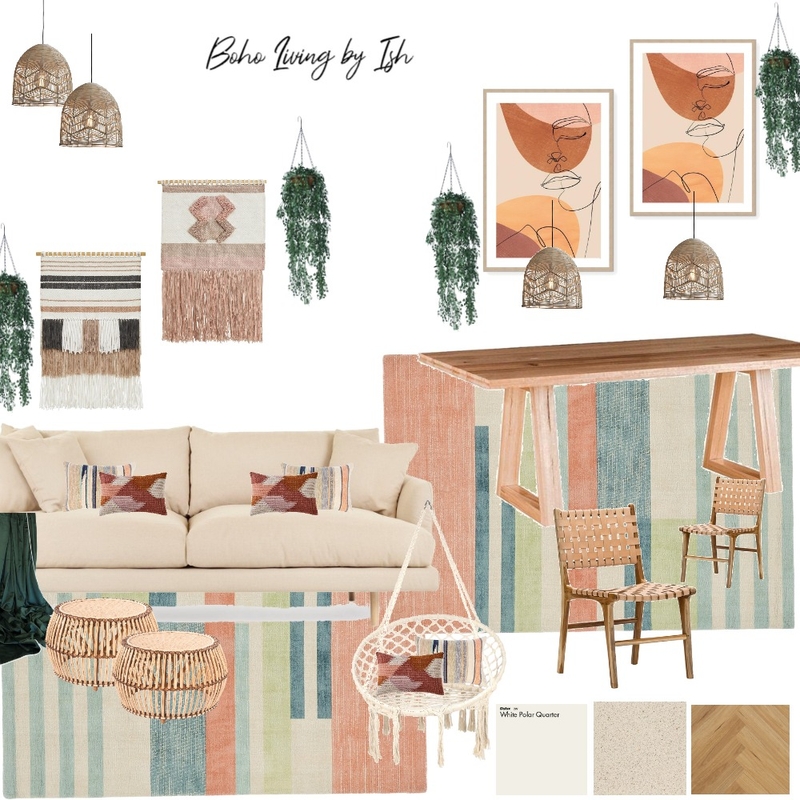 Bohemian Living Mood Board by Ish on Style Sourcebook