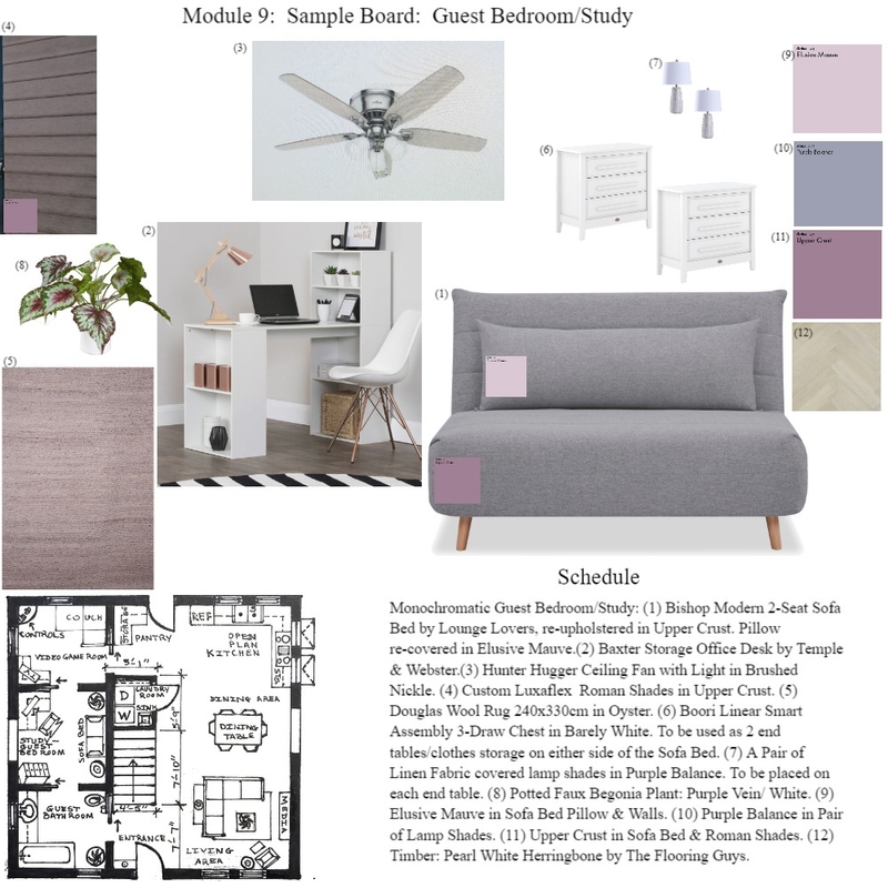 Module 9 Guest Bedroom/Study Mood Board by Thayna Alkins-Morenzie on Style Sourcebook