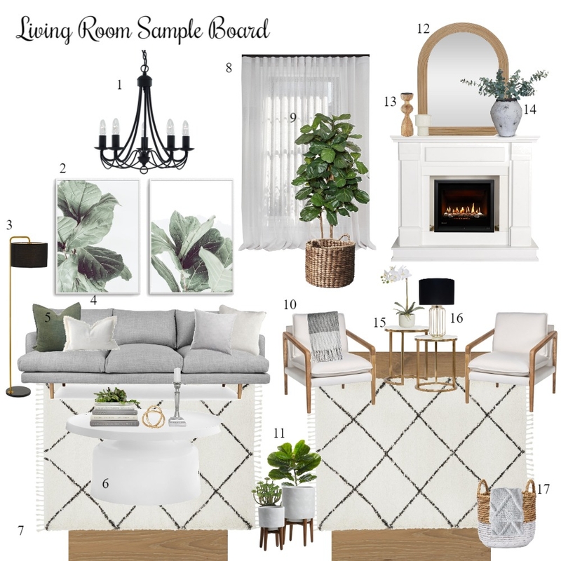 Scandinavian Living Room Sample Board Mood Board by Faye Bahrami on Style Sourcebook