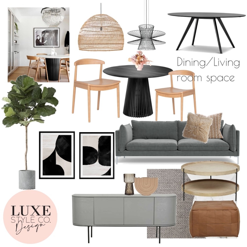 Dining Living room space Mood Board by Luxe Style Co. on Style Sourcebook