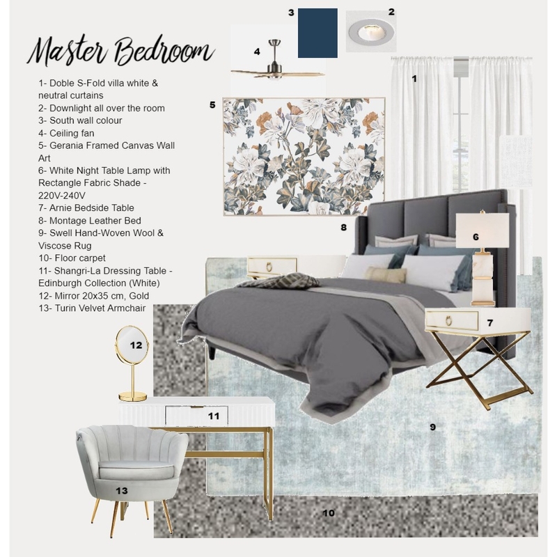 MASTER BEDROOM Mood Board by MINA DESIGN STUDIO on Style Sourcebook