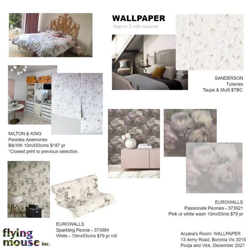 Aryana- Wall paper Mood Board by Flyingmouse inc on Style Sourcebook