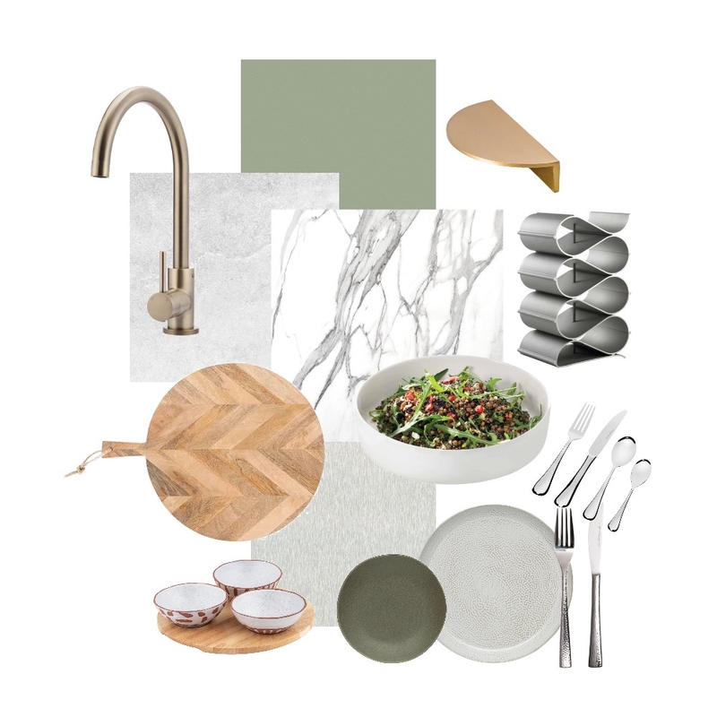 Sage + Calacatta marble kitchen Interior Design Mood Board by Stella ...