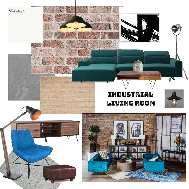 Industrial Living Room Mood Board by Sylwia on Style Sourcebook