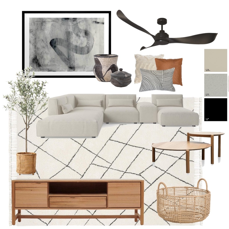 Black and wood tone living room Mood Board by heyimdanielle on Style Sourcebook