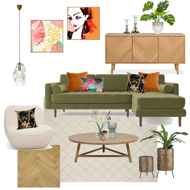 retro feel lounge room Mood Board by Decor n Design on Style Sourcebook