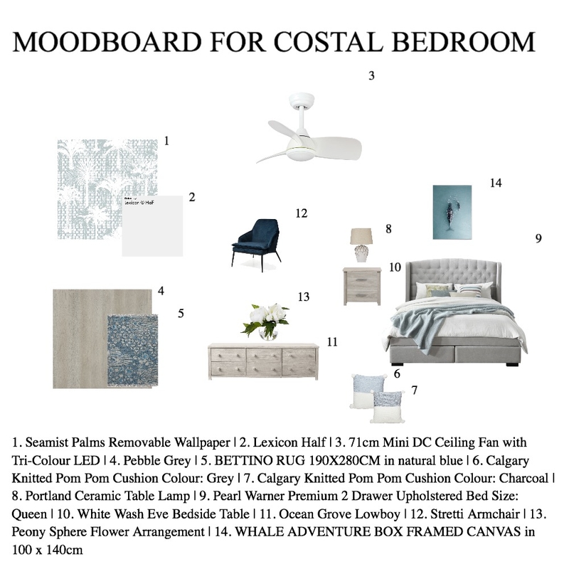 COASTAL BEDROOM MOODBOARD Mood Board by Houda Dada on Style Sourcebook