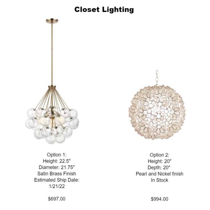 Katy Closet Lighting Mood Board by Intelligent Designs on Style Sourcebook