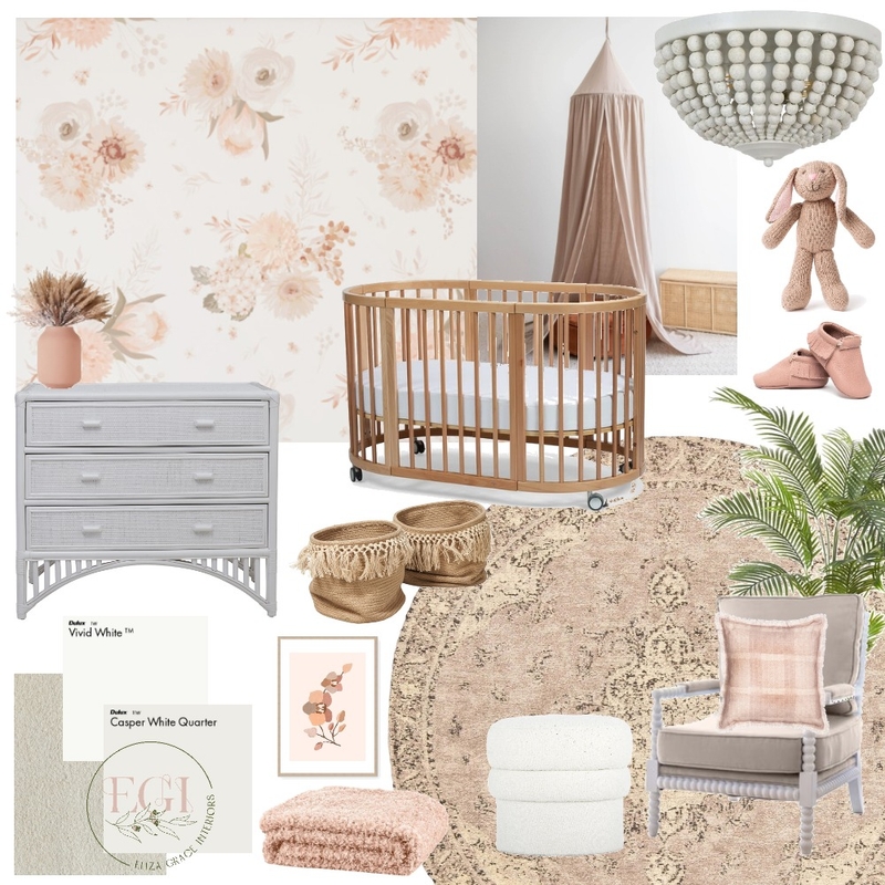 Floral Baby Girl Nursery Mood Board by Eliza Grace Interiors on Style Sourcebook