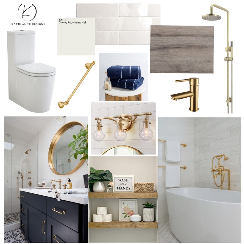Navy & Gold Bathroom Mood Board by Katie Anne Designs on Style Sourcebook