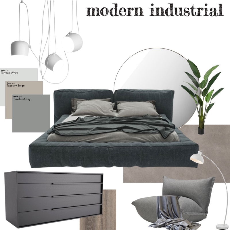 modern industrial bedroom Mood Board by arina11 on Style Sourcebook