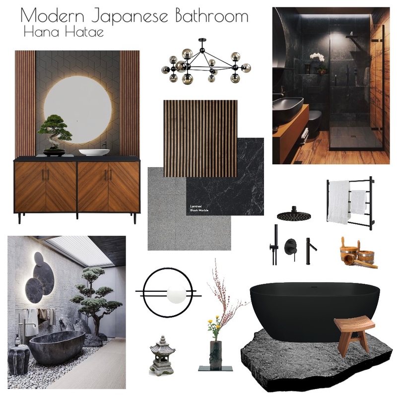 Modern Japanese Bathroom Mood Board by HanaHatae on Style Sourcebook