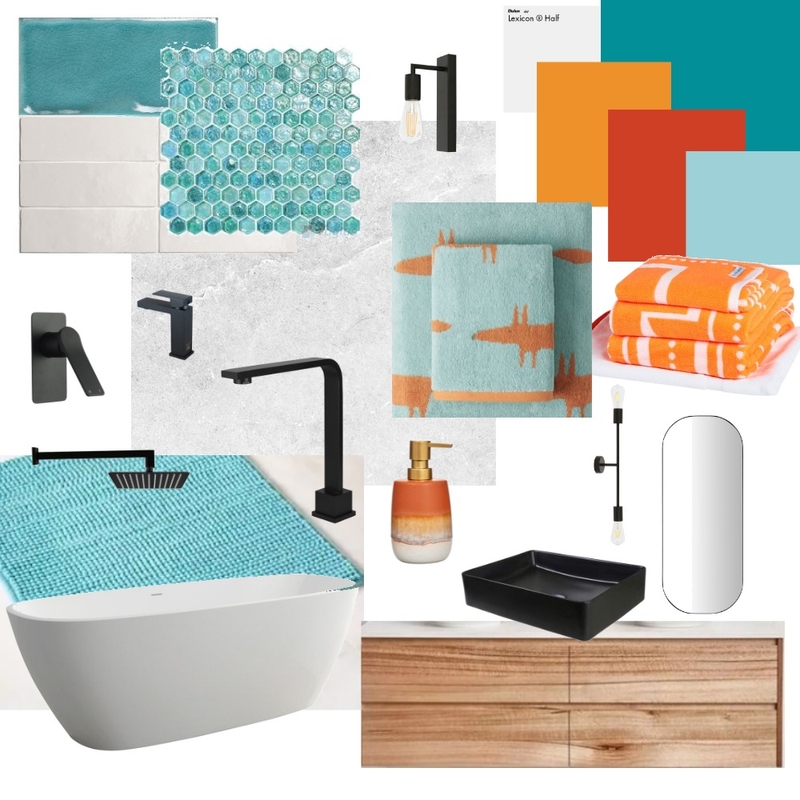 teal and orange bathroom Mood Board by Ruth Fisher on Style Sourcebook
