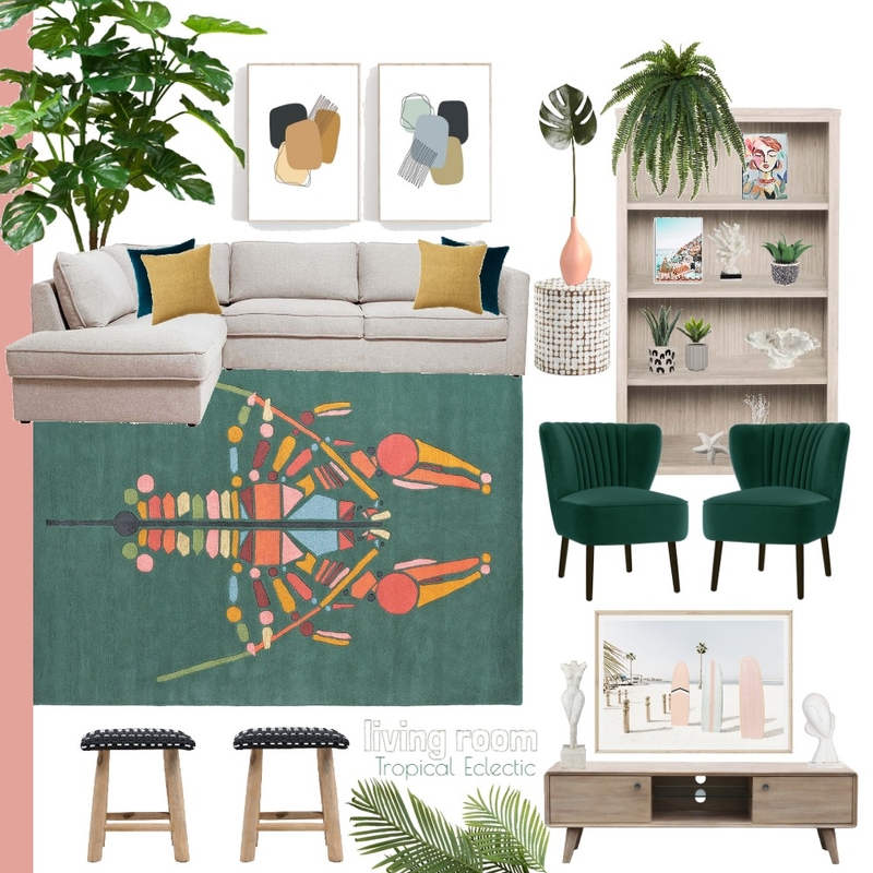 Tropical Eclectic Living Room Mood Board by JanellMarie on Style Sourcebook