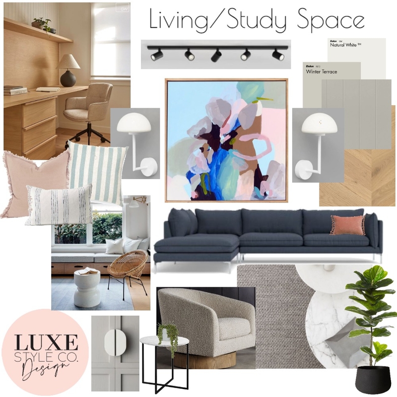 Living/Study Space Mood Board by Luxe Style Co. on Style Sourcebook