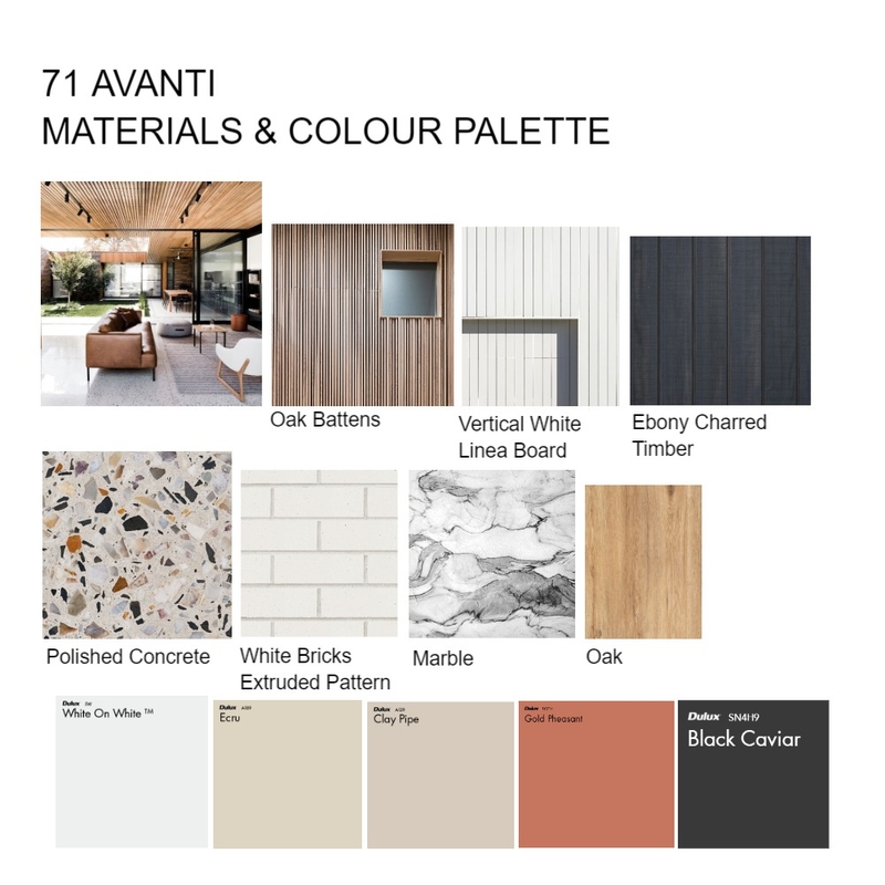 71 Avanti Materials and Colour Palette Mood Board by hemko interiors on Style Sourcebook