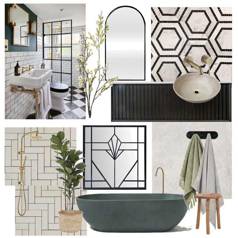 Black and White Bathroom Inspo Mood Board by LucyU on Style Sourcebook