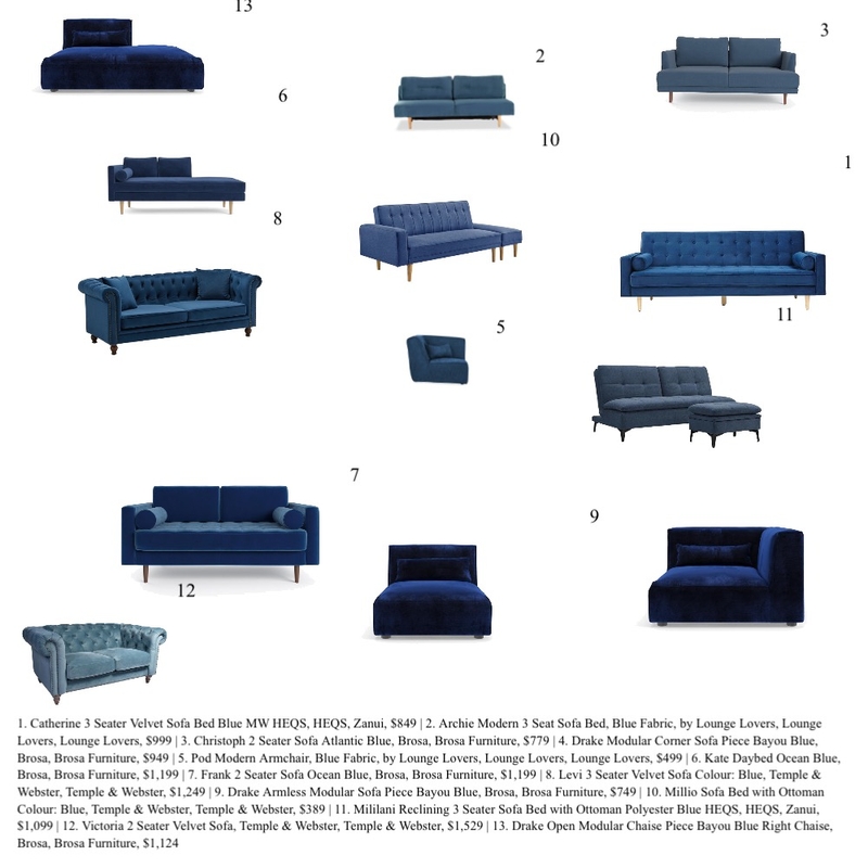 Blue sofas for client Mood Board by Holly Interiors on Style Sourcebook