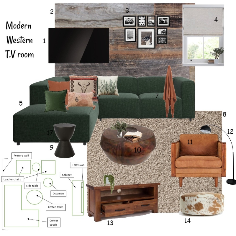 Modern western T.V room Mood Board by Joybird on Style Sourcebook