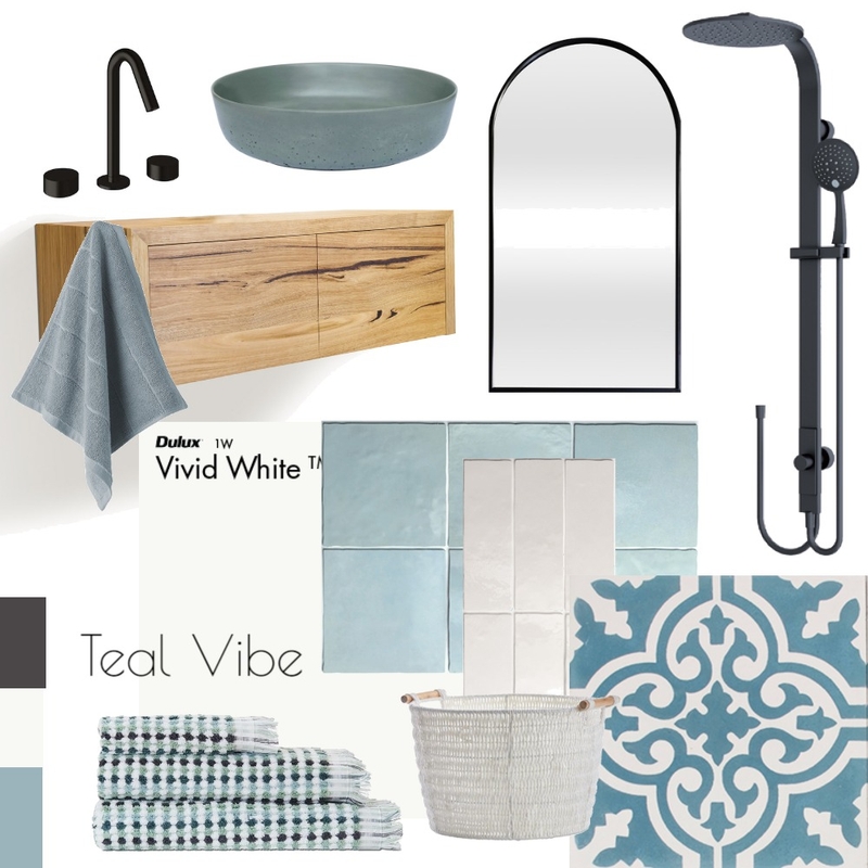 Teal Bathroom Mood Board by Vettey Interior Design on Style Sourcebook