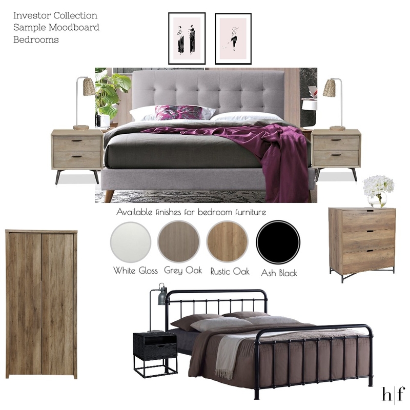 Investor Collection Bedroom Sample Moodboard Mood Board by H | F Interiors on Style Sourcebook