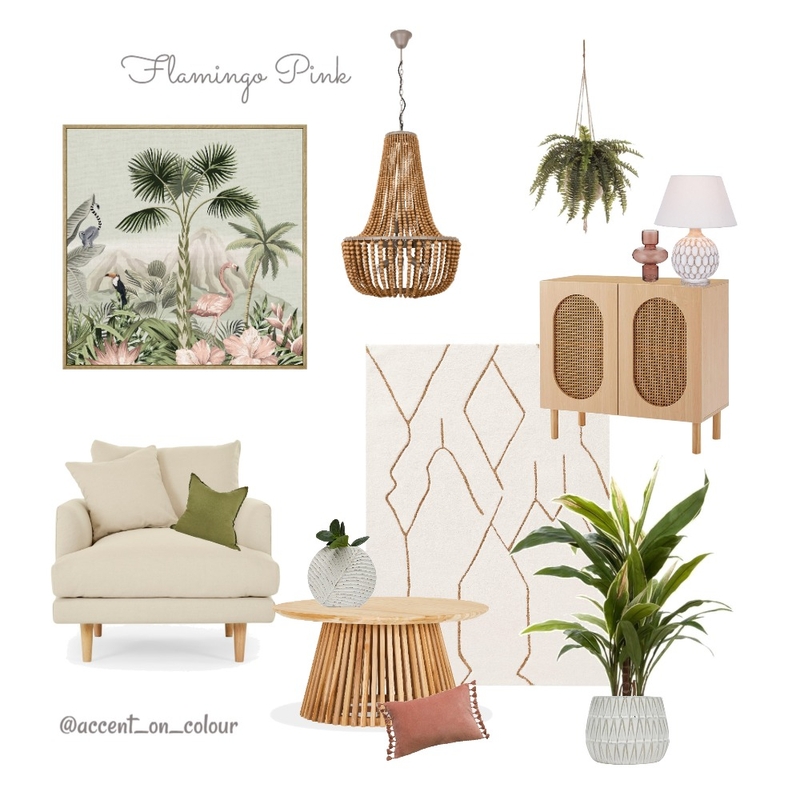 Flamingo Pink Living Mood Board by Accent on Colour on Style Sourcebook