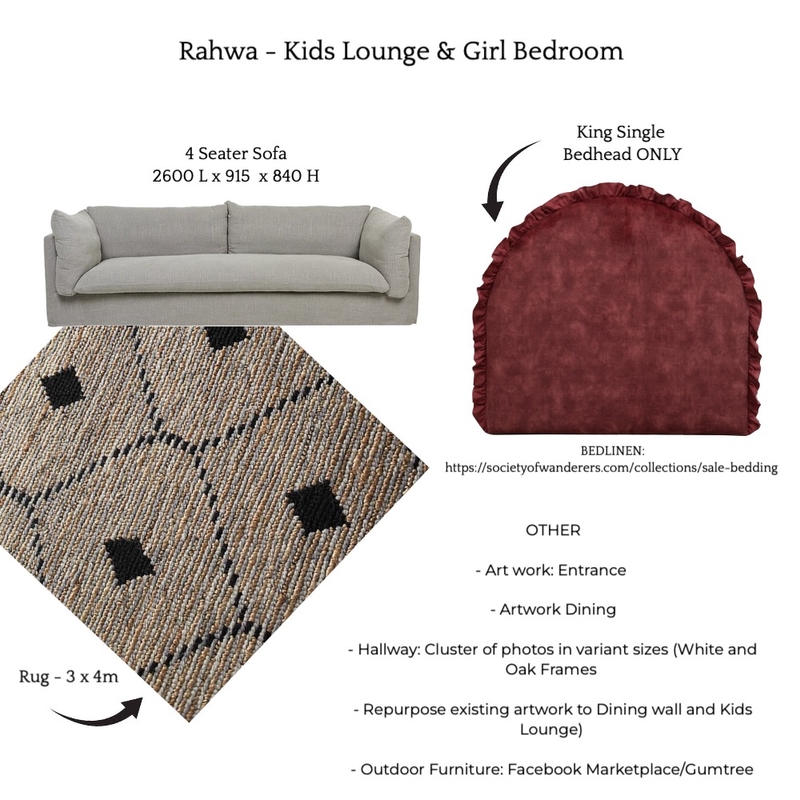 Rahwa - Kids Lounge & Girl Bedroom Mood Board by Lagom by Sarah McMillan on Style Sourcebook