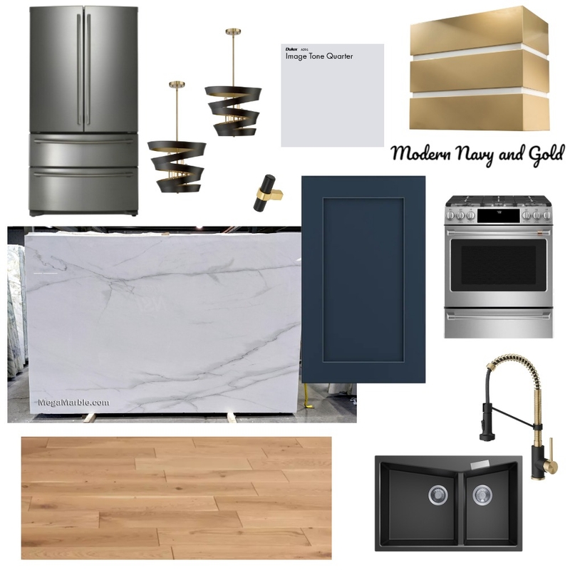 Modern Navy and Gold Mood Board by Spaces ~ Designs by Kindra on Style Sourcebook