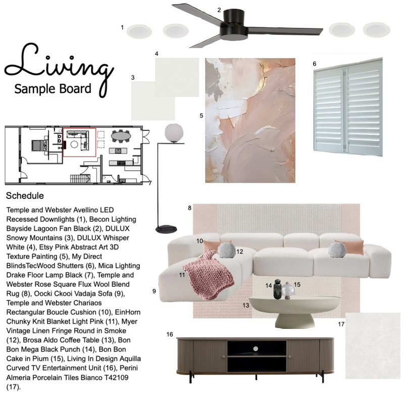 Living Room Sample Board Mood Board by sgeneve on Style Sourcebook