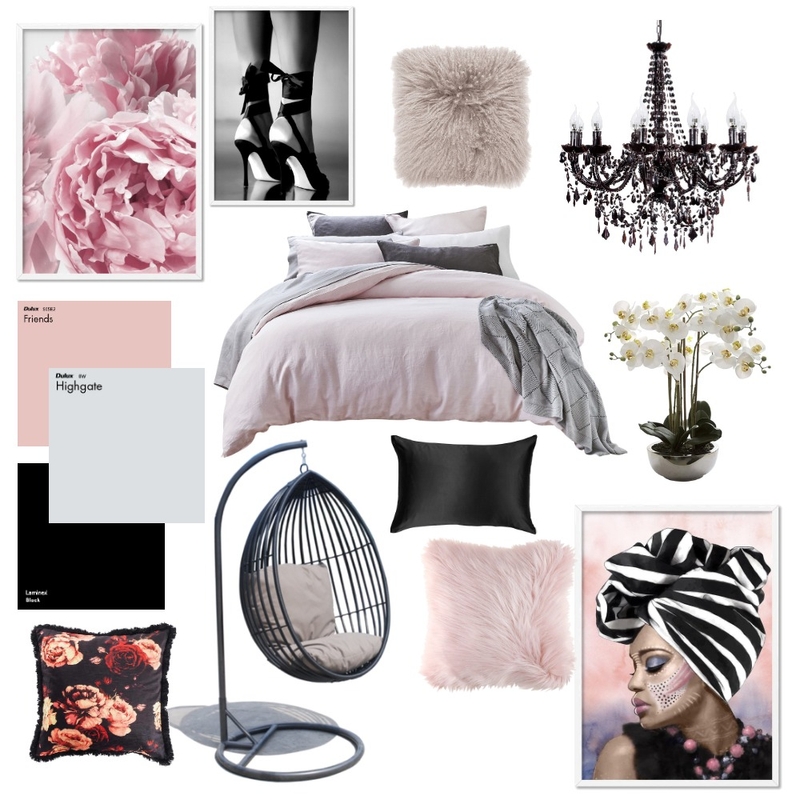 Pink Hotel Room Mood Board by Elaina on Style Sourcebook